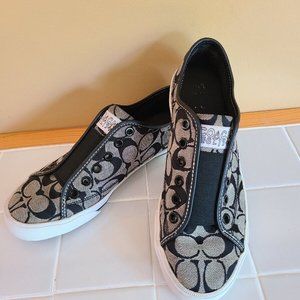 COACH BEV Q586 Women's Black & Gray Canvas Signature Sneakers size 7.5B